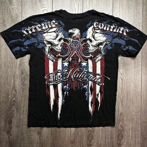 Vtg Y2k Xtreme Couture The Natural Skull Eagle Graphic T-Shirt Mens XL Black